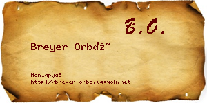 Breyer Orbó névjegykártya